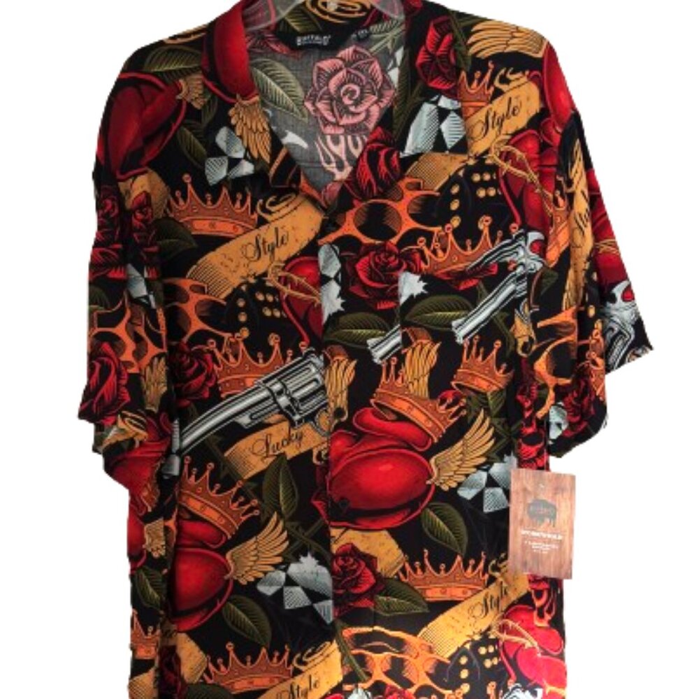 Buffalo Outdoors Men's Short Sleeve Button Down Printed Camp Shirt Size 2XL
